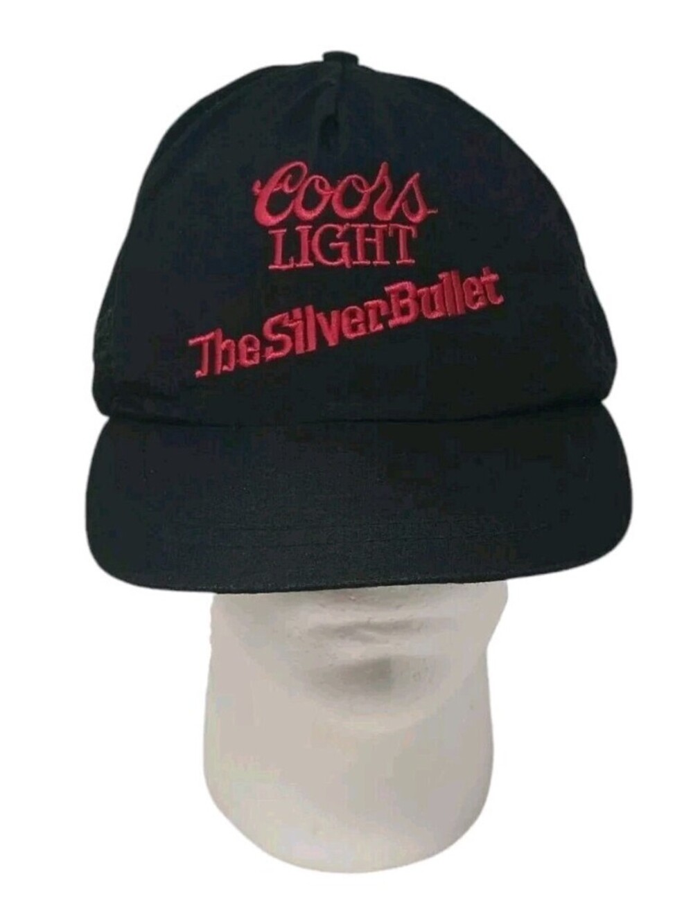 Vintage Coors Light Silver Bullet Hat Black 100% Nylon Strapback